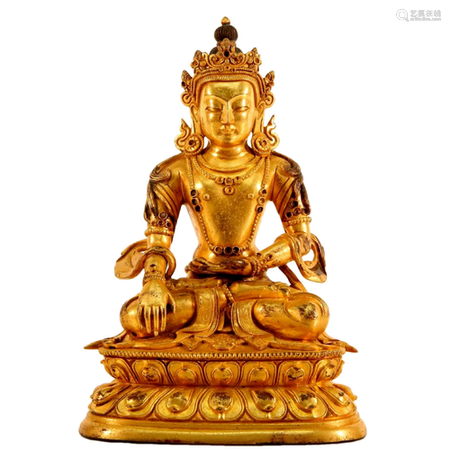 A Gilt Bronze Figure Of Amitayus