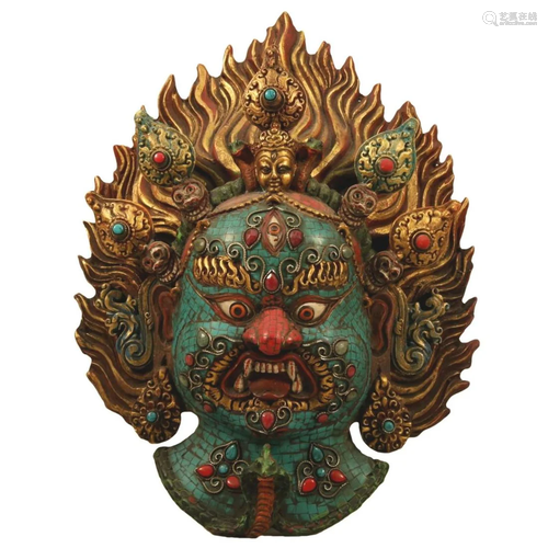 A Bronze Turquoise-Inlaid Gilt-Decorated Figure Of Vajrapani