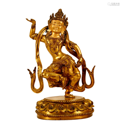 A Gilt Bronze Figure Of Bodhisattva