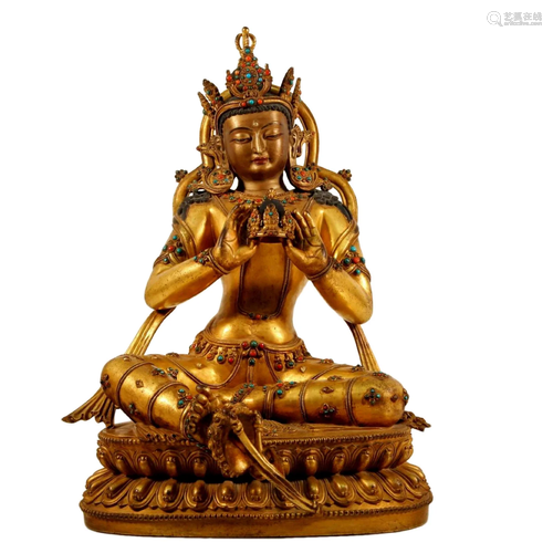 A Gilt Bronze Figure Of Avalokitesvara