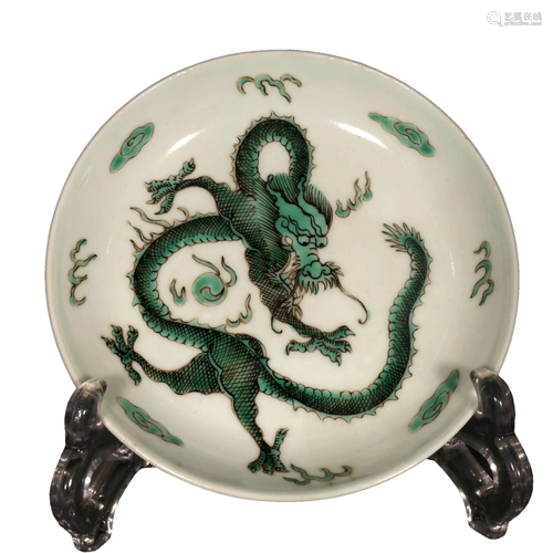 A Lovely Green-Color Dragon Plate