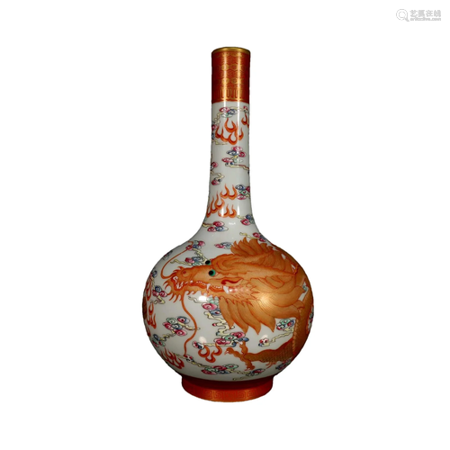 A Fabulous Famille-Rose Cloud& Dragon Vase