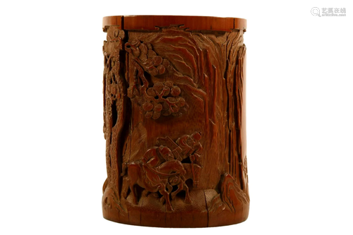 A Bamboo 'Landscape' Brush Pot