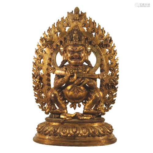 A Gilt-Bronze Figure Of Vajrapani With Inscriptions