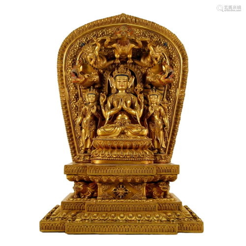 Gilt Bronze Four-armed Guanyin Statue