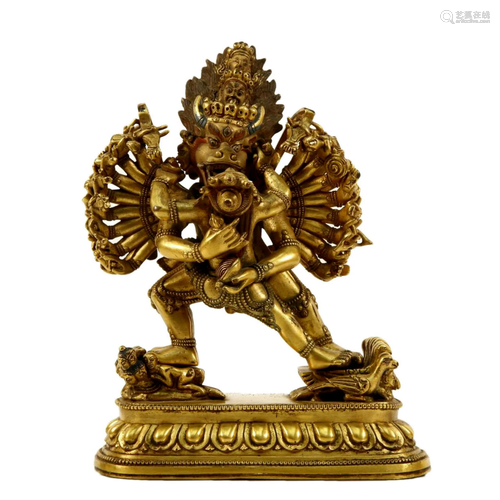 A Gilt-Bronze Figure of Yamantaka Vajrabhairava