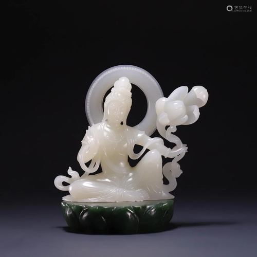 A Hetian Jade Figure Of Guanyin