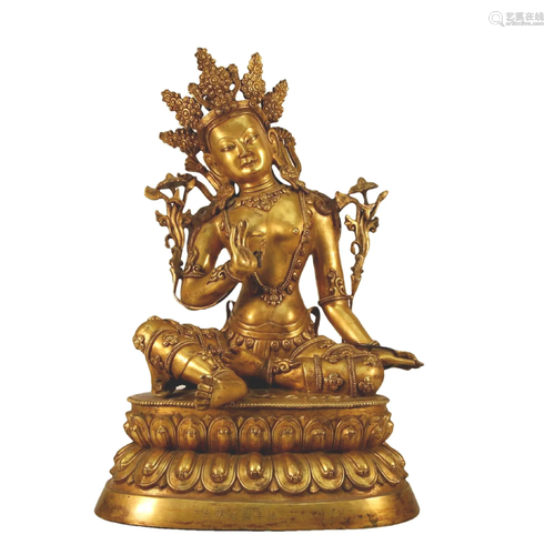 A Gilt-Bronze Figure Of Green Tara