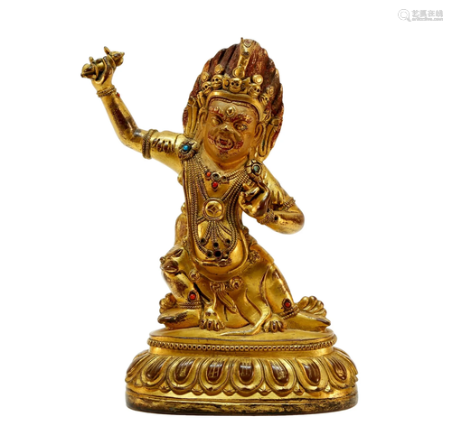 A gilt bronze Warrior statue