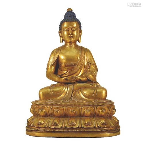 A Gilt-Bronze Figure Of Buddha Shakyamuni