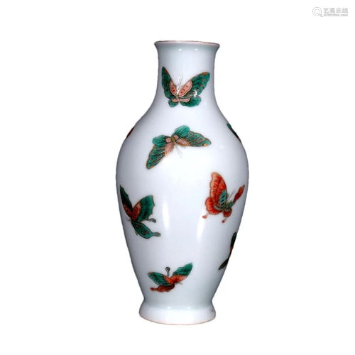 A Delicate Famille-rose Butterfly Vase