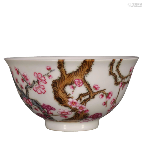 A Gorgeous Famille Rose Plum Bowl