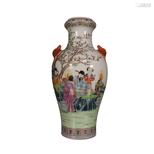 A Wonderful Famille Rose Character Vase