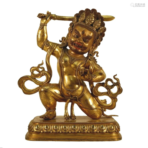 A Gilt-Bronze Figure Of Vajrapani