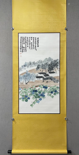 A Chinese Ink Painting Hanging Scroll By Qi Baishi