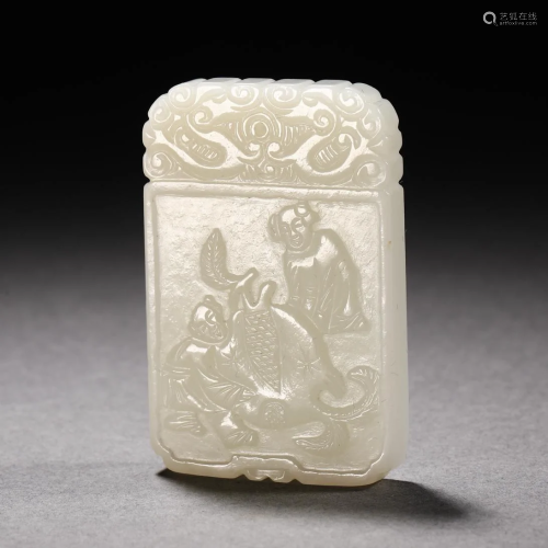 Qing Dynasty Hetian Jade Figure card