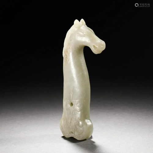 Qing Dynasty Hetian Jade Horse Head Sword Ornament