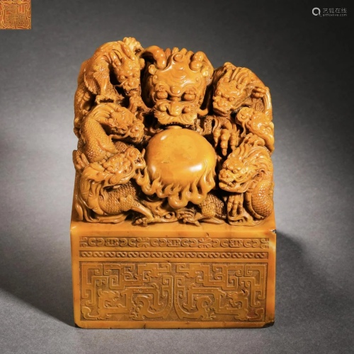 Qing Dynasty Shoushan Tianhuang Stone Dragon Head Seal