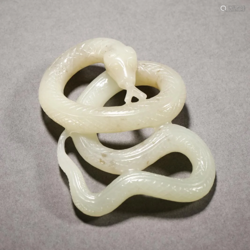 Qing Dynasty Hetian Jade Snake