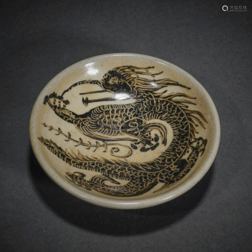Song Dynasty Cizhou Kiln Carved Dragon Bowl