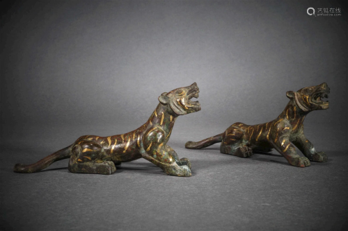 Han Dynasty silver tiger inlaid with gold