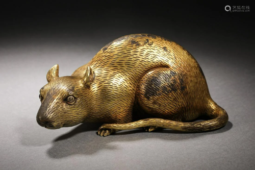 Qing Dynasty Gilt Rat Ornament