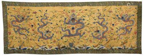 Qing Dynasty Five dragon pattern embroidery