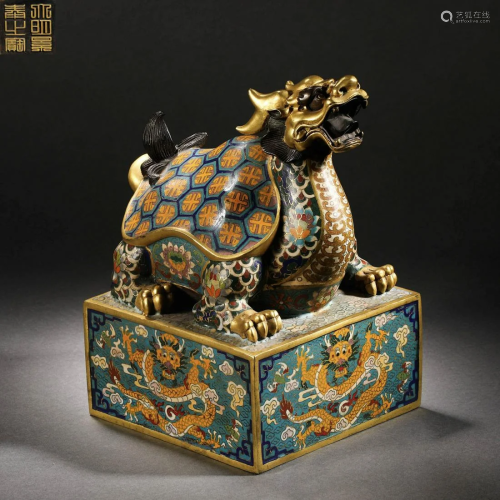 Qing Dynasty Cloisonne Turtle Head Seal