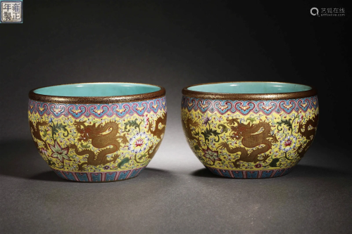 Qing Dynasty pastel jar with dragon pattern