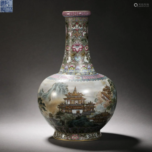Qing Dynasty Famille Penglai Wonderland Ornamental Bottle