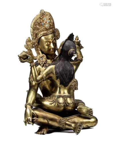 Qing Dynasty, Nepalese style, gilt bronze "Zi Zizi Guan...