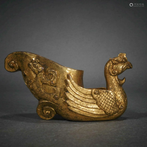 Qing Dynasty gilt beast head wine glass