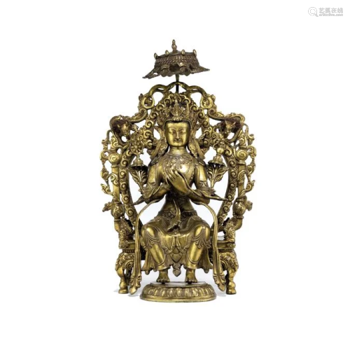 Qing Dynasty Gilt Bronze Maitreya Buddha Jampa Buddha