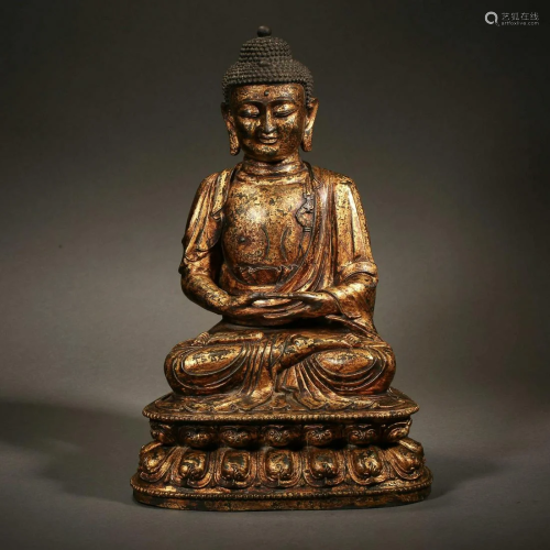 China Qing Dynasty Gilt Buddha Statue