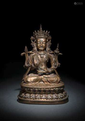 A BRONZE FIGURE OF MAITREYA