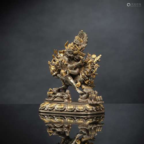 A PARCEL-GILT SIVER FIGURE OF VAJRABHAIRAVA