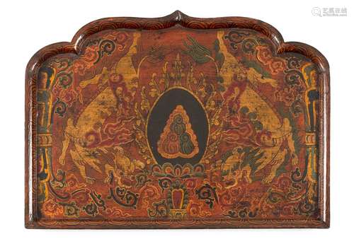 A POLYCHROME WOOD TRAY