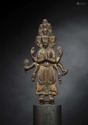 A VERY RARE BRONZE FIGURE OF EKADASHALOKESHVARA