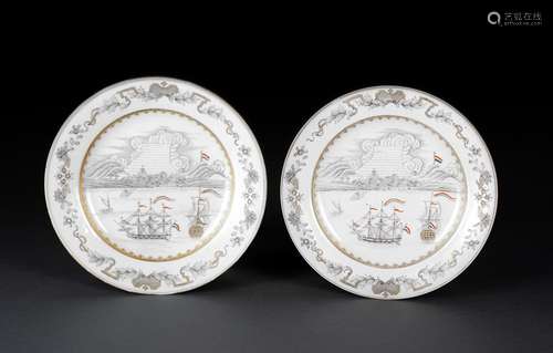 A PAIR OF GRISAILLE 'CAPE OF GOOD HOPE' PLATES