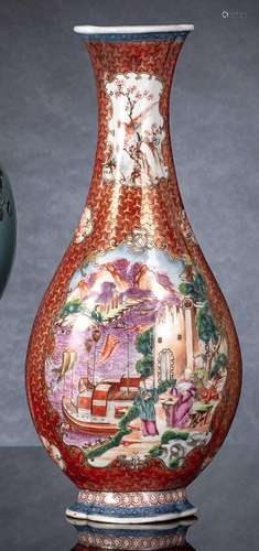 A MANDARIN PORCELAIN VASE WITH FIGURAL SCENES