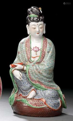 A PORCELAIN MODEL OF SEATED GUANYIN