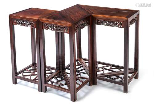 A FIVE-PART 'PUZZLE TABLE' SET WITH CARVED APRONS ...