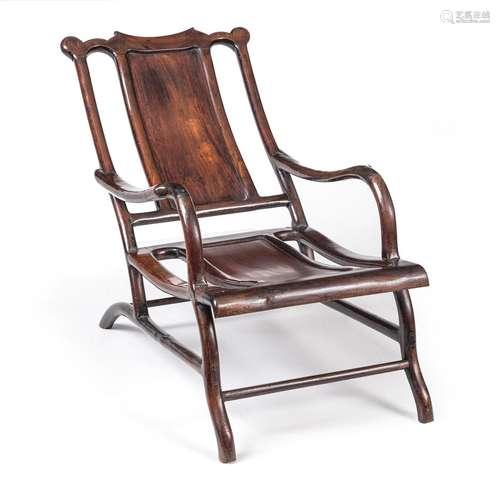 A DARK WOOD 'MOON GAZING' CHAIR