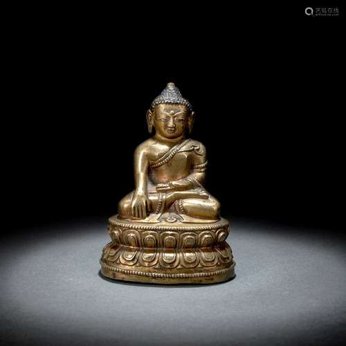 A BRONZE FIGURE OF BUDDHA SHAKYAMUNI