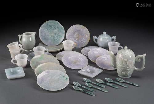 A 31-PART JADE SERVICE AS A GIFT FROM U NE WIN TO JOACHIM FE...