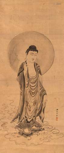 AMIDA RAIGO ON PAPER, MOUNTED AS HANGING SCROLL