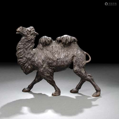 A BRONZE MODEL OF A CAMEL STRIDING CAMEL