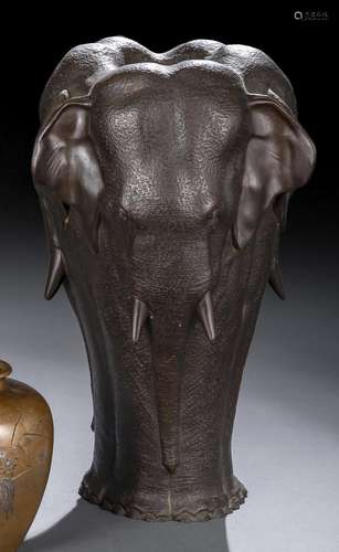 A BRONZE ELEPHANT VASE