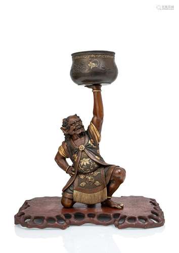 A BRONZE FIGURE OF AN ONI