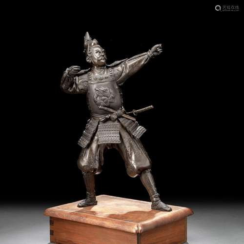 A BRONZE FIGURE OF A STANDING ARCHER